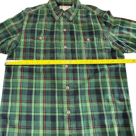 Duluth Trading Shirt Mens Large Green Free Swingin Flannel Trim Fit Large - Picture 8 of 12